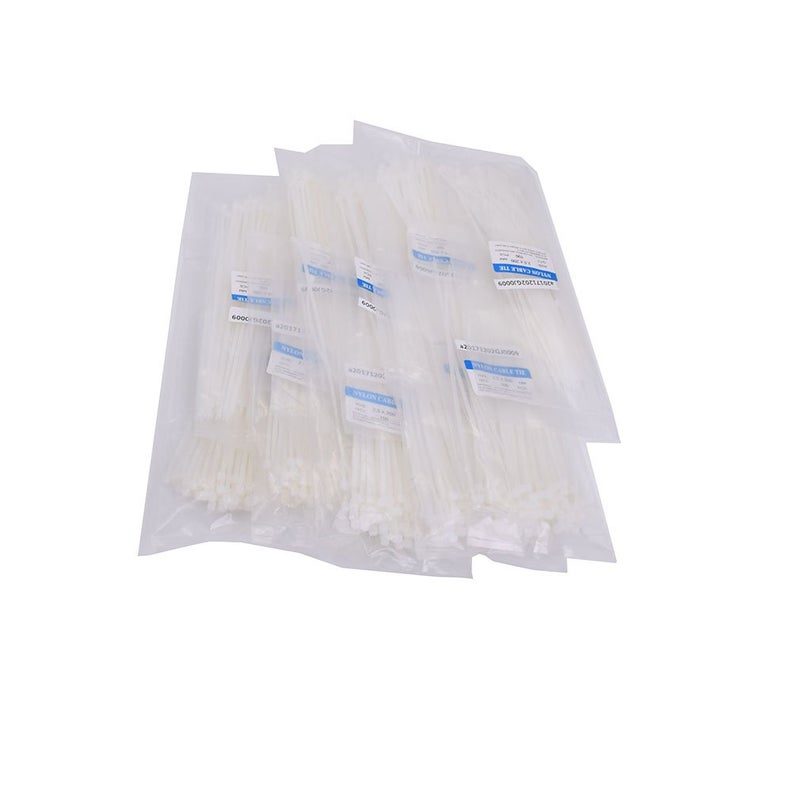 Tusrai 1000pcs 8 inch Nylon Cable Tie Self Locking 8" Plastic Cable Wire Zip Ties Natural White - Image 1